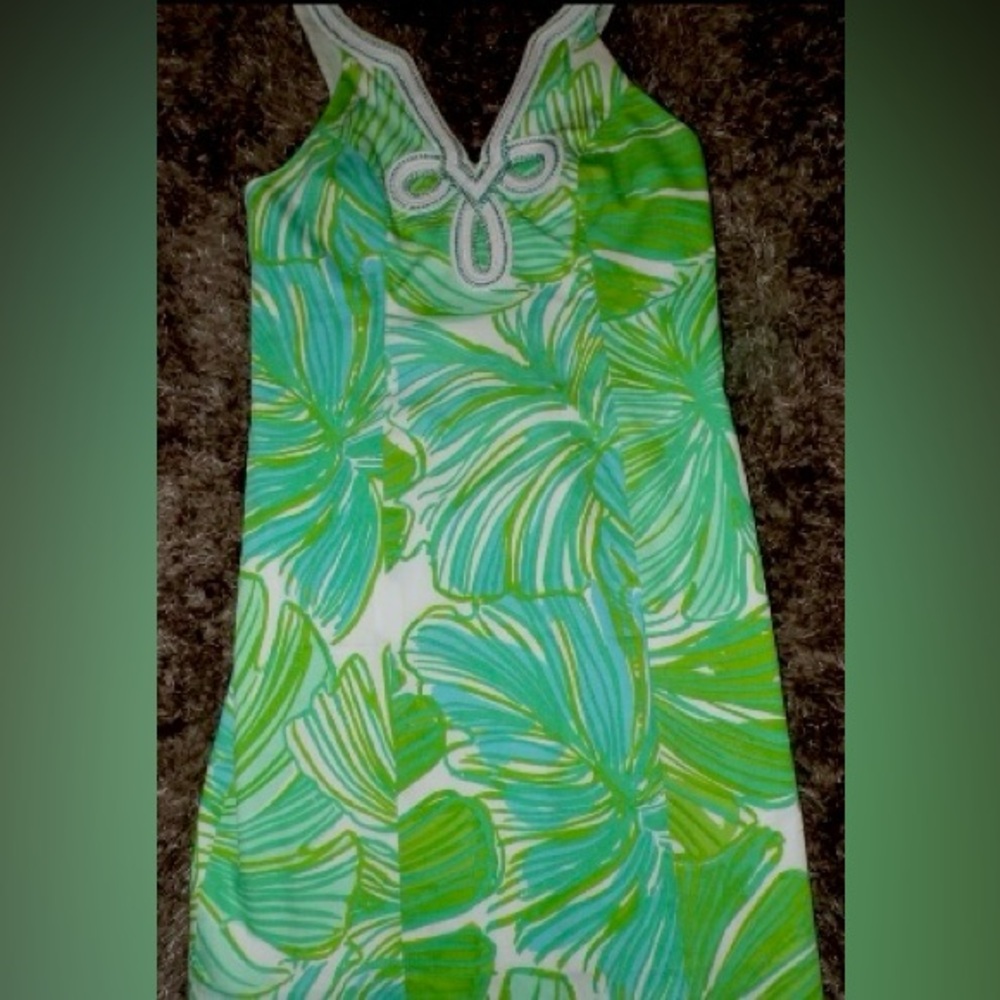 Tessa Shift Dress Green Sheen Fronds Place